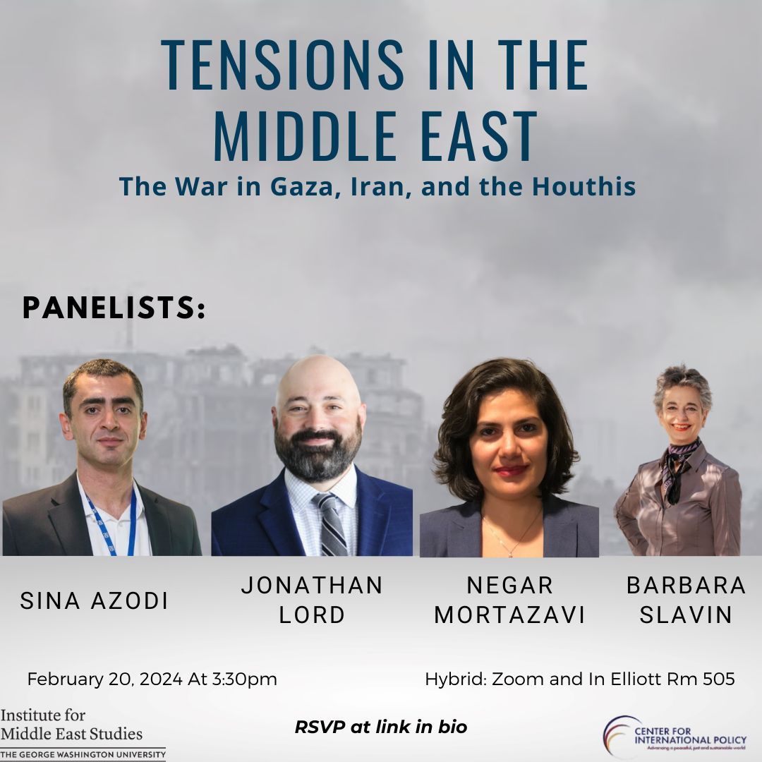 Join IMES in-person, TOMORROW, February 20th for our next event! An in-person and online Panel conversation on 'Tensions in the Middle East: The War in Gaza, Iran, and the Houthis' RSVP In-Person: buff.ly/49G8zqZ RSVP Online: buff.ly/3SMxOkr