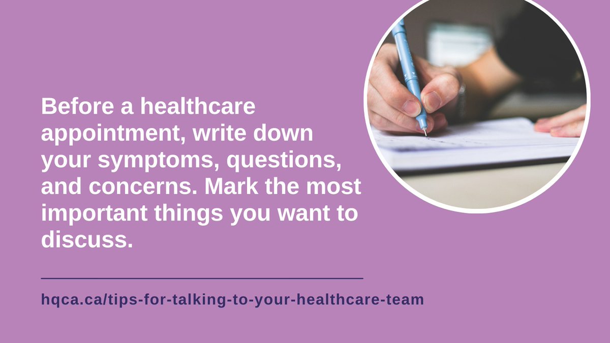 When it’s time to speak with your healthcare team, do you forget what you wanted to ask? Most of us do. Writing down a list of questions, symptoms, and concerns ahead of time can help. Use our guide: Questions to Ask Your Healthcare Team. 
👉 hqca.ca/info 

#ABHealth