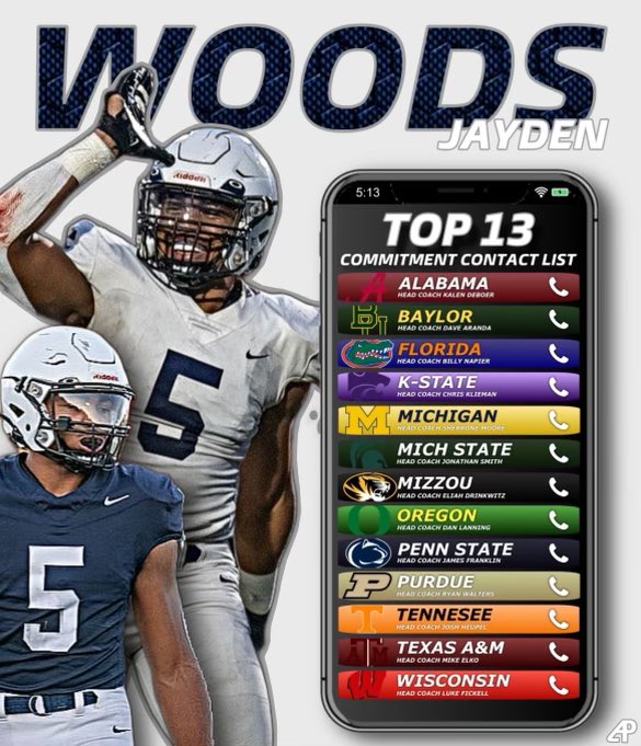 Atm_Jayden's tweet photo. I will be focusing on these 13 schools moving forward in my recruitment.
@MVJaguar @MVJagRecruiting https://t.co/YU9xWclMwc