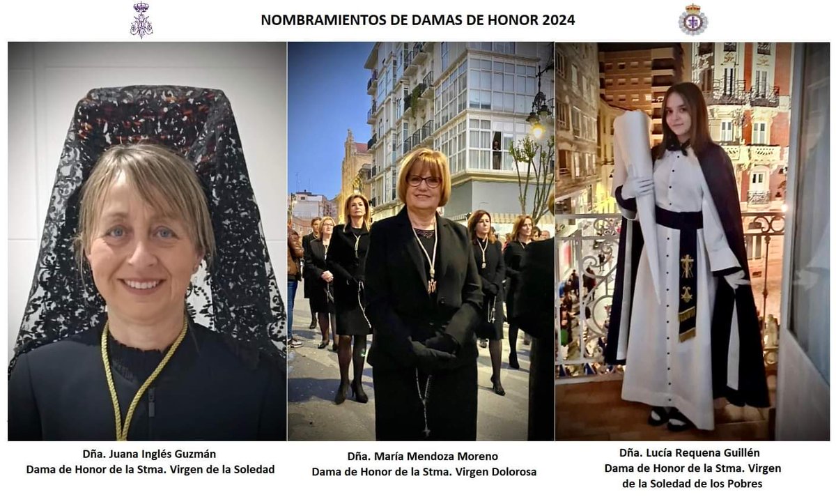 Nombramientos de la junta de damas. Enhorabuena a las agraciadas con dicho nombramiento.