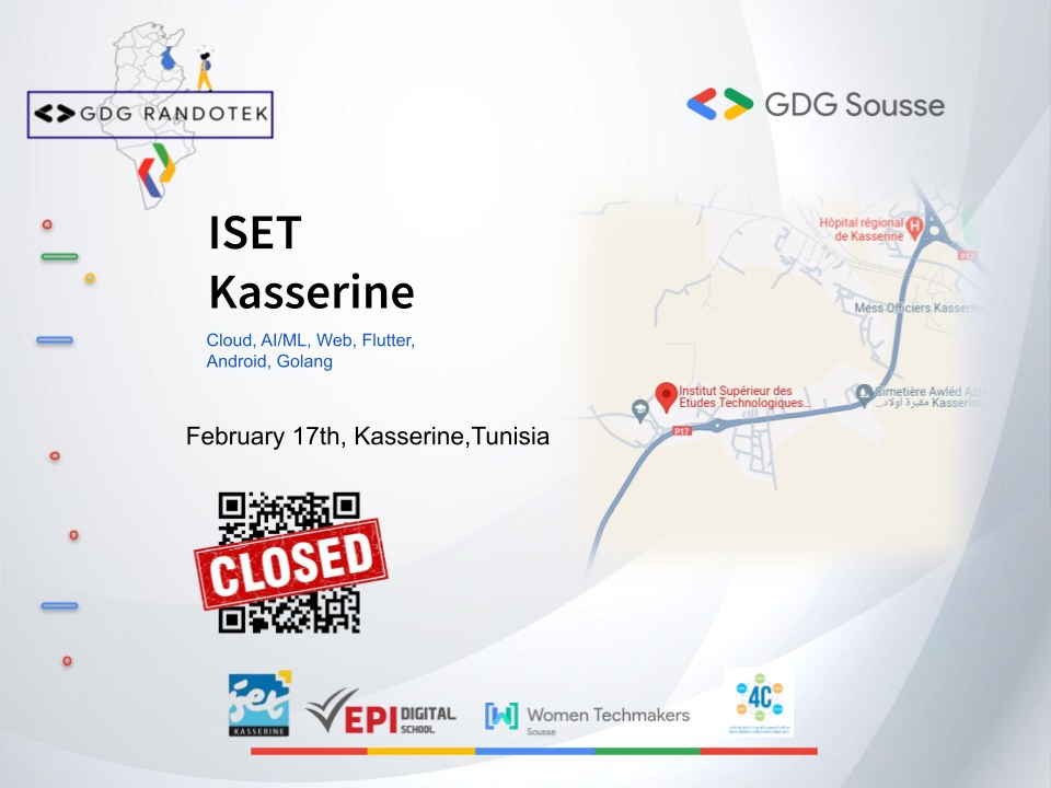 #gdgrandotek ISET Kasserine  - February 17th   Done ✅✅✅
#gdgsousse #wetmsousse #web #AI #android #flutter #googlecloud