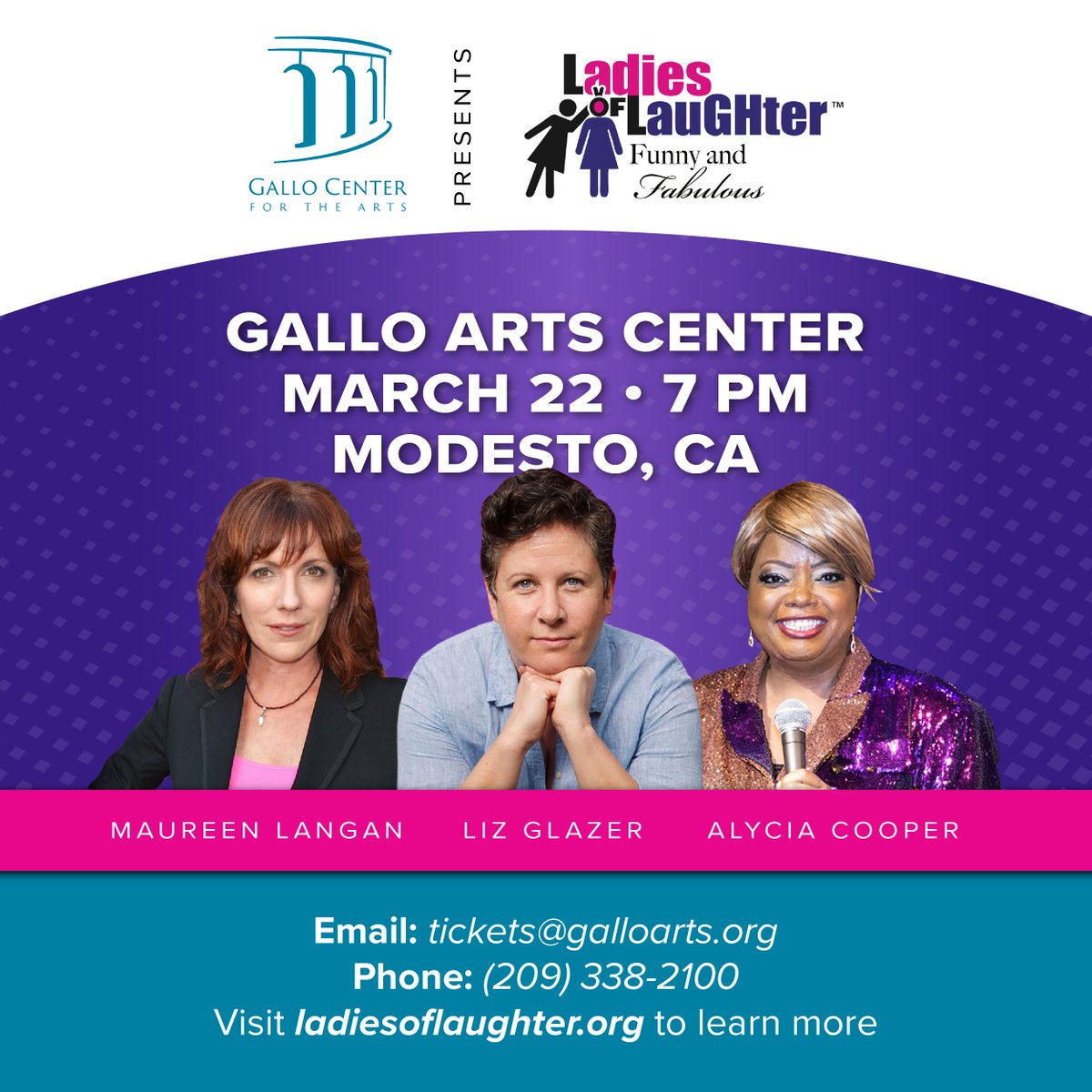 LadiesOLaughter's tweet photo. The Ladies are headed to #California next month with @MaureenLangan @LizGlazerNYC @AlyciaCooper.  Catch us @GalloArts  &amp; @montalvoarts  March 22nd &amp; 23rd.  Tix @ladiesoflaughter.org https://t.co/MvlNPK8nfq