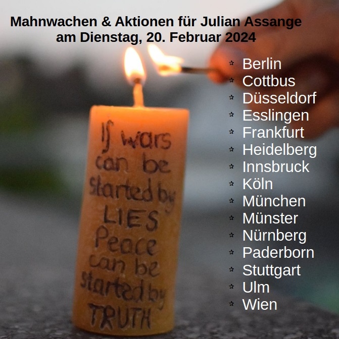 @Candles4Assange @FreeAssangeWave @Greggio2Josiane @ComiteAssange @SarcasmStardust @Stella_Assange @Assange_libre @mcmastersteve @GongSteve @ActionAssange @action_4assange @HulaHop36751661 @FreeAssange_eu @FreeAssangeNews @alimay101234 @Assange_Italia @FreeAssangeFra @SauvonsAssange @FrancaisUnity4 @freeassange_ch @DefenseAssange @LDH_Fr @AssangeCampaign @Germany4Assange @Berlin4Assange @Hamburg4Assange @A____Cottbus @James70068726 @drgloryjjjjj958 #Fight4Assange
Aktualisierung