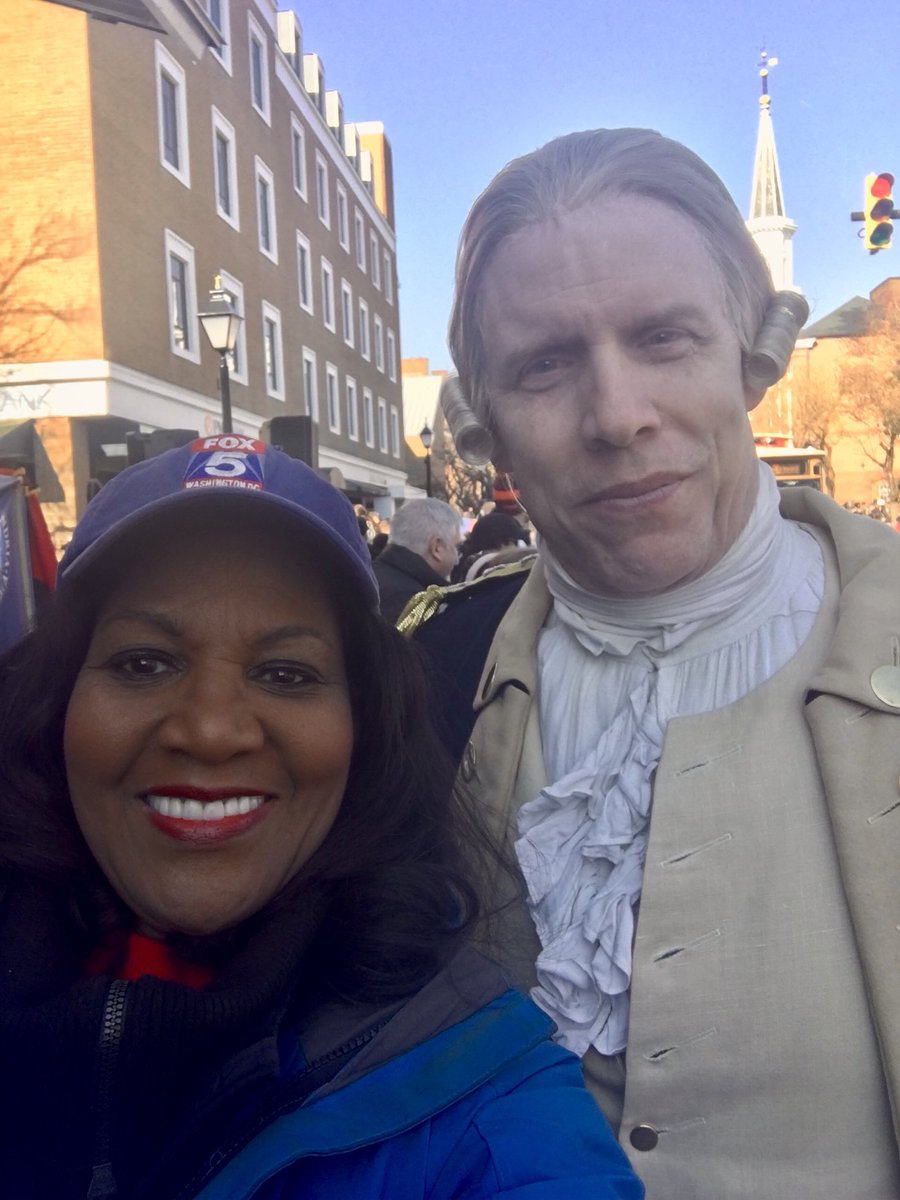 gwenfox5dc's tweet photo. I met George Washington today! Celebrating #PresidentsDay in Alexandria🎖See my story @fox5dc 5/6pm on #Fox5Plus & #Fox5Local https://t.co/NNdhi32jDR