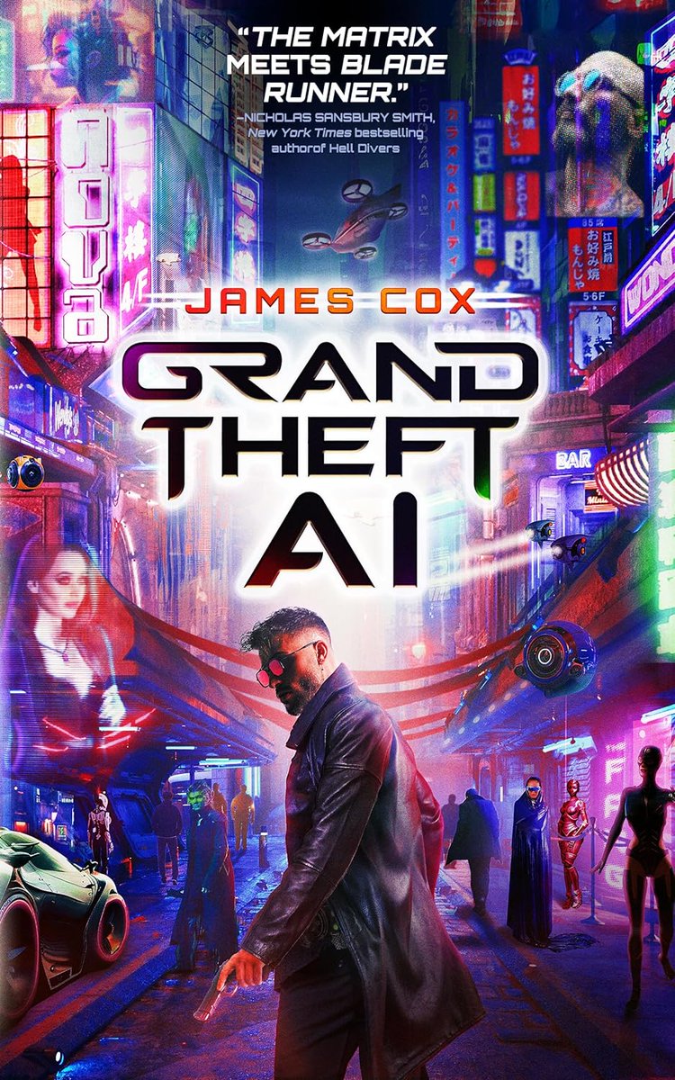 donwinslow's tweet photo. I hold BLADE RUNNER and THE MATRIX in the highest regard. 

GRAND THEFT AI is the debut novel from filmmaker James Cox (Wonderland). It blew me through the wall and transported me to another world. 

An extraordinary debut novel.

It comes out May 14.