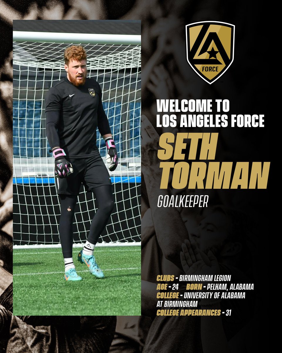 LA Force is thrilled to announce the signing of 6’4 goalkeeper Seth Torman!

Seth played soccer at the University of Alabama at Birmingham, where he made 31 appearances. After a successful college career, Seth signed with the Birmingham Legion in the USL Championship.