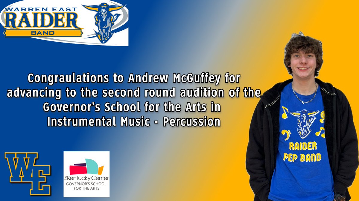 Congratulations to Andrew McGuffey for advancing to the second round of @KYGSA auditions!