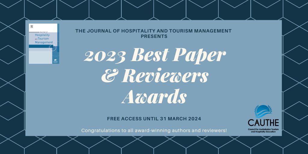 Congratulations to the recent JHTM 2023 Best Paper &amp; Reviewer Award winners. Read the top award papers free online only until 31 March 2024.
cauthe.org/jhtm-2023-best…
