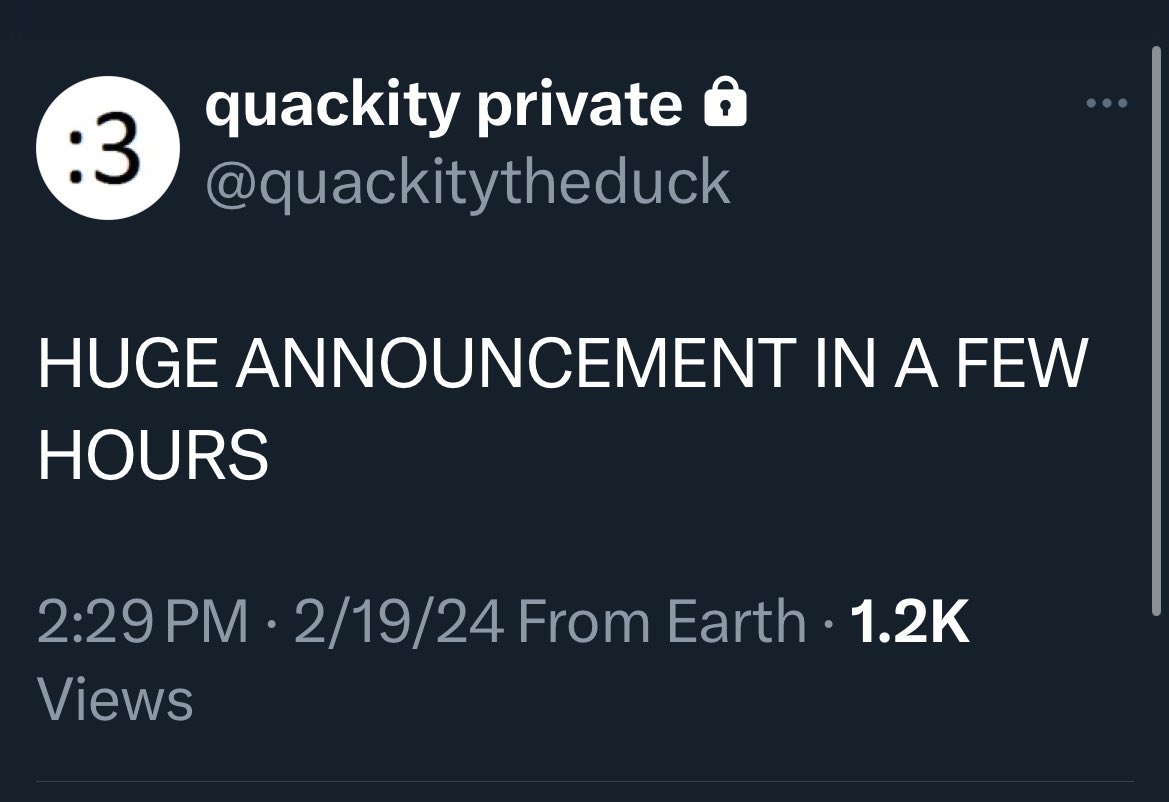 privatedsmp's tweet photo. @.quackitytheduck : HUGE ANNOUNCEMENT IN A FEW HOURS https://t.co/WfPfWs9g0y