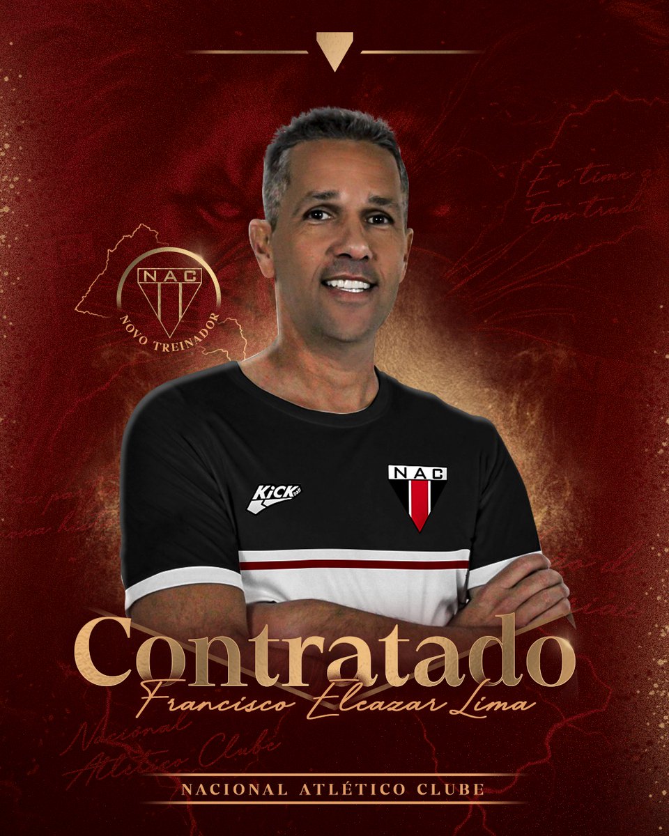 nacdemuriae's tweet photo. Com satisfação, anunciamos a chegada do técnico Francisco Eleazar Lima Ramos, mais conhecido como "Chiquinho Lima", de 47 anos, como o novo comandante para a temporada de 2024. 

Seja bem-vindo, Professor Chiquinho! Desejamos sucesso nessa nova jornada! 

Avante, NAC! 🦁 https://t.co/xj1K8FAvon