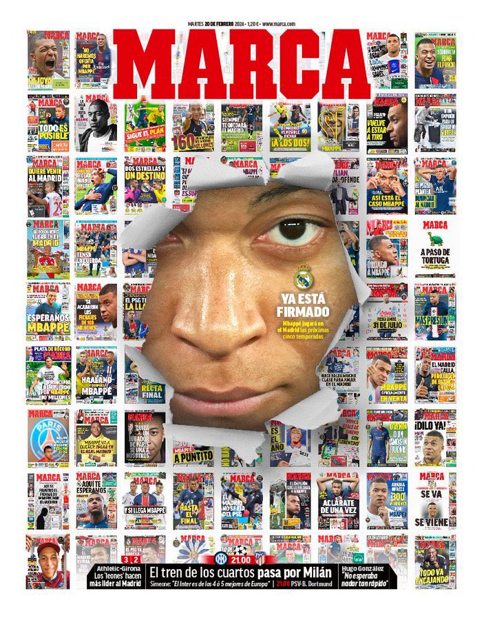 ActuFoot_'s tweet photo. "IL A SIGNÉ". ✍️🤍

La UNE de @marca ce mardi. 🗞️ https://t.co/q2Fp5xbF2H
