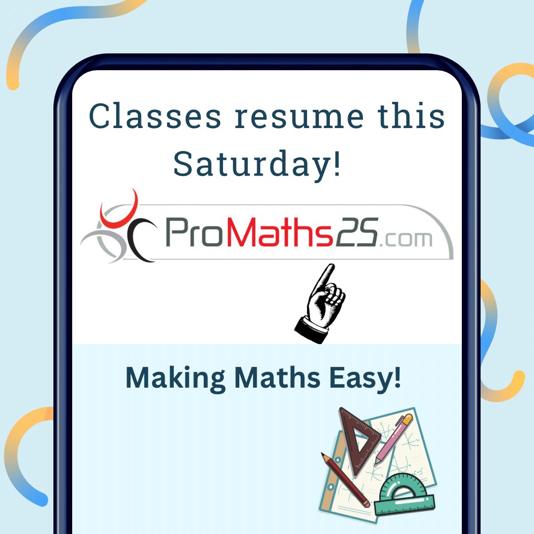 ProMaths25's tweet image. 🚀 ProMaths25.com is back with weekly math lessons! Register at promaths25.com for expert guidance, live classes, and 30+ years experienced tutors. 📚✨ #MathSuccess #ProMaths25