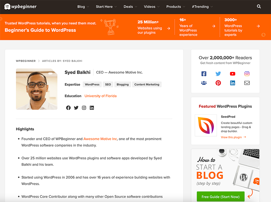 syedbalkhi's tweet photo. I updated my WordPress SEO plugin and was really happy to see the awesome new features.

Our team at AIOSEO @aioseopack is absolutely crushing it.

1. Author SEO (EEAT Updates)

AIOSEO has added a dedicated screen for Author SEO that allows you to build better Author Bio and Author Profiles to highlight Expertise, Authority, and Trust.

You can add schema for details like which university did the author attended, what skills they have, etc.

This lets you build better Author Bio pages like this: 

2. Improved SEO Preview 

The SEO preview in WordPress now shows all schema items, ratings, etc.

3. Schedule Redirects

One of the most powerful features in AIOSEO is the Redirection Manager. This lets you create 301 redirects to prevent 404 pages, as well as set up other SEO redirects.

Now there's a new feature to Schedule Temporary 307 Redirects.

This is great for when you want to redirect your Pricing Page to a holiday page.

4. Bulk Import Redirects from CSV

And since we have many SEO Pros / power users who use AIOSEO, we now have the feature to bulk import redirects using a CSV file.

This is going to be a huge time-saver for when you're doing SEO audits, website clean-ups, as well as website migrations.

There's a reason why over 3 million websites are using https://t.co/Acs0R1KUFw to improve their WordPress SEO rankings.

You can try the free version here: https://t.co/XJfCXWBcBP

Or check out the website for all the amazing features like Search Reports, Keyword Tracking, Automatic Link assistant, and so much more!!!