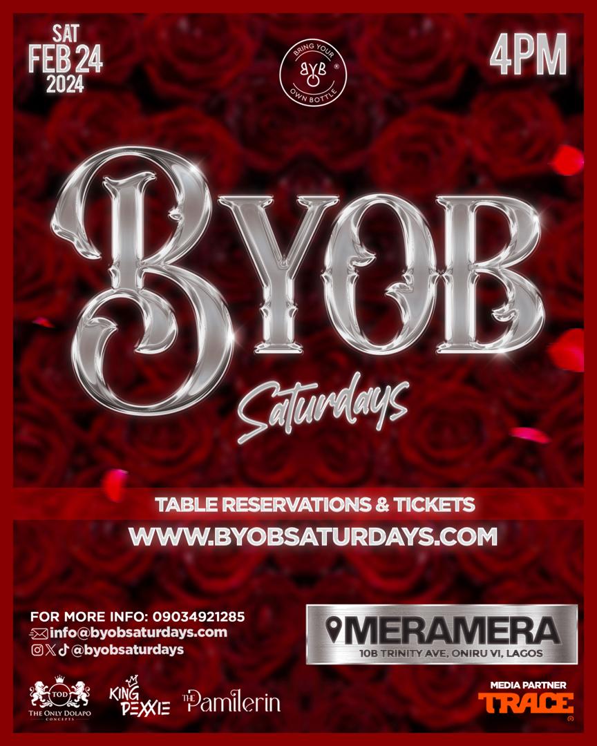 vibequeen01's tweet photo. It is usual non-stop fun with @byobsaturdays. Be a part of our party happening February 24th at MERAMERA, 10B Trinity Ave, Oniru  VI, Lagos.
Time: 4PM Prompt 

Expect a fun and friendly ambiance where you can make new friends, reconnect with old ones.

Grab your ticket here: https://t.co/mGYjPQbZIk