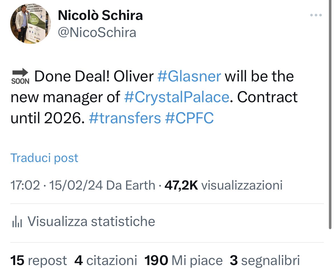 NicoSchira's tweet image. Now it’s official! Oliver #Glasner is the new coach of #CrystalPalace. Contract until 2026. No surprise here and confirmed since the last February 15! #transfers #CPFC