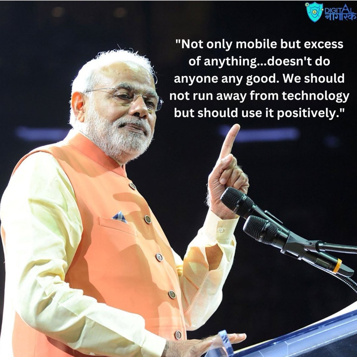 Honourable Prime Minister of India, Shri Narendra Modi, sharing a very important lesson for youth of India. Let's use #technology positively as responsible digital nagriks. #digitalnagrik #stayaware #responsiblecitizens @narendramodi @PMOIndia @Rajeev_GoI @GoI_MeitY