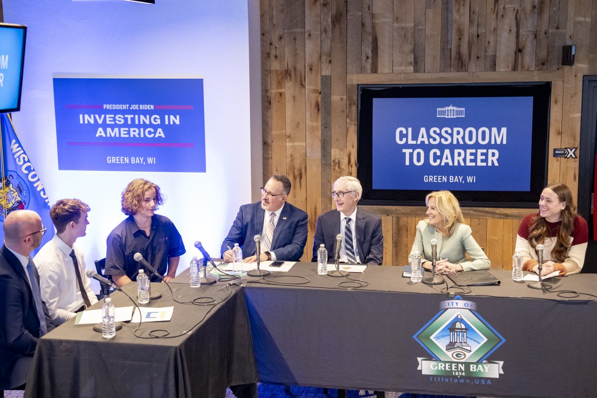 As part of the Investing in America tour, the First Lady and Secretary Cardona visited Green Bay, Wisconsin to highlight how the Administration is helping students gain the skills they need for good-paying jobs in their local community.