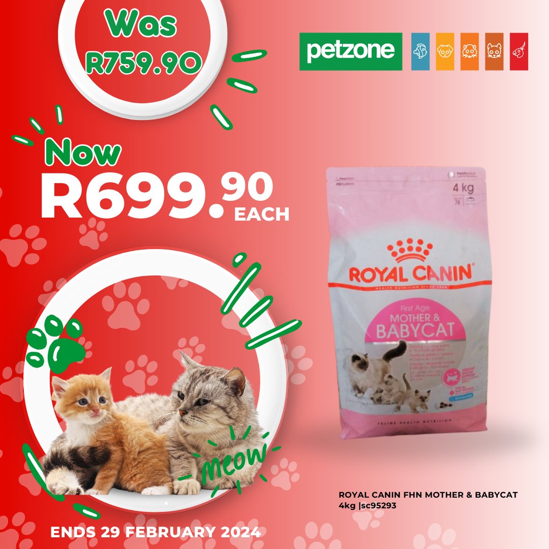 petzonestores's tweet photo. Royal Canin FHN Mother and Baby Cat โ Tiny bites, big benefits! Immune system support, easy weaning, digestive health, and enriched with DHA for your growing kittens. ๐ ๐
Give your kitties the best start! https://t.co/BtweHgllrh
#petzone #kitty #cats #catfood https://t.co/HGwMw3cERj
