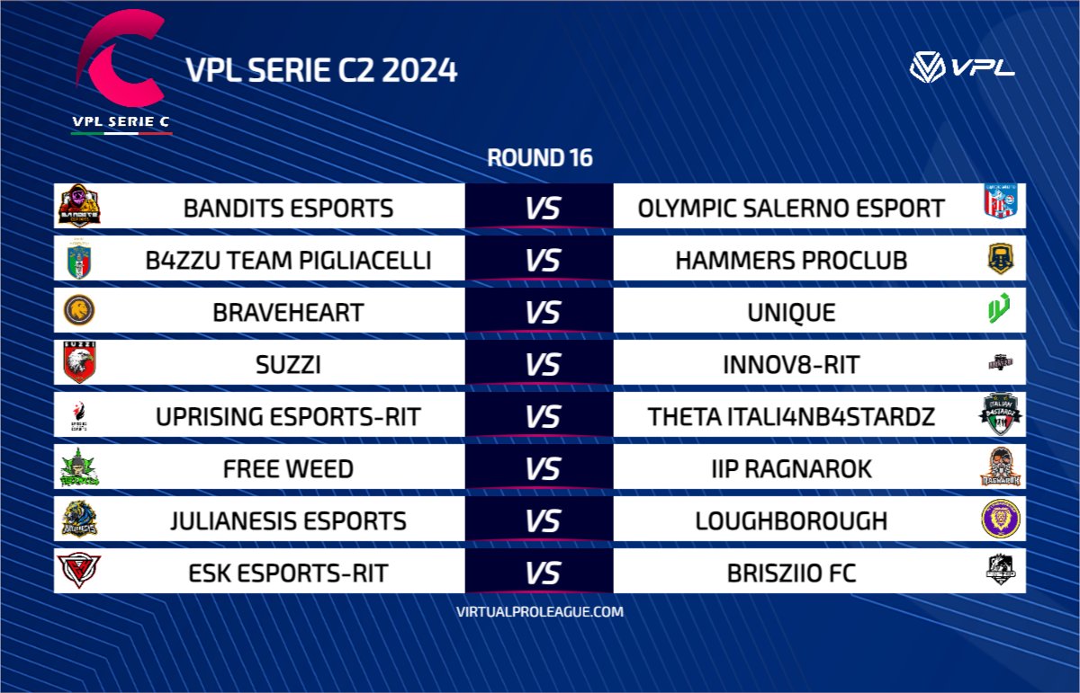 VPLItaly's tweet image. VPL SERIE C 
Giornata 16
20 Febbraio 2024
ore 23:00

#virtualproleague #esport #11vs11 #eafc24
