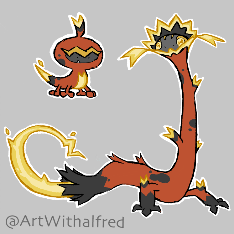 Sootiny - Cracklizz
[Fire/Electric]
Based on salamanders and fireworks!

#pokemon #fakemon #YearOfTheDragon2024