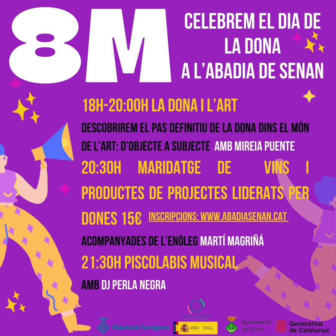 🙋‍♀️🔝💜💜 Iep!!! El #8març t'esperem a l'#AbadiaSenan!!! T'ho perdràs?

📝 Inscripcions al maridatge a:

abadiasenan.cat
whatsapp al 630641164.