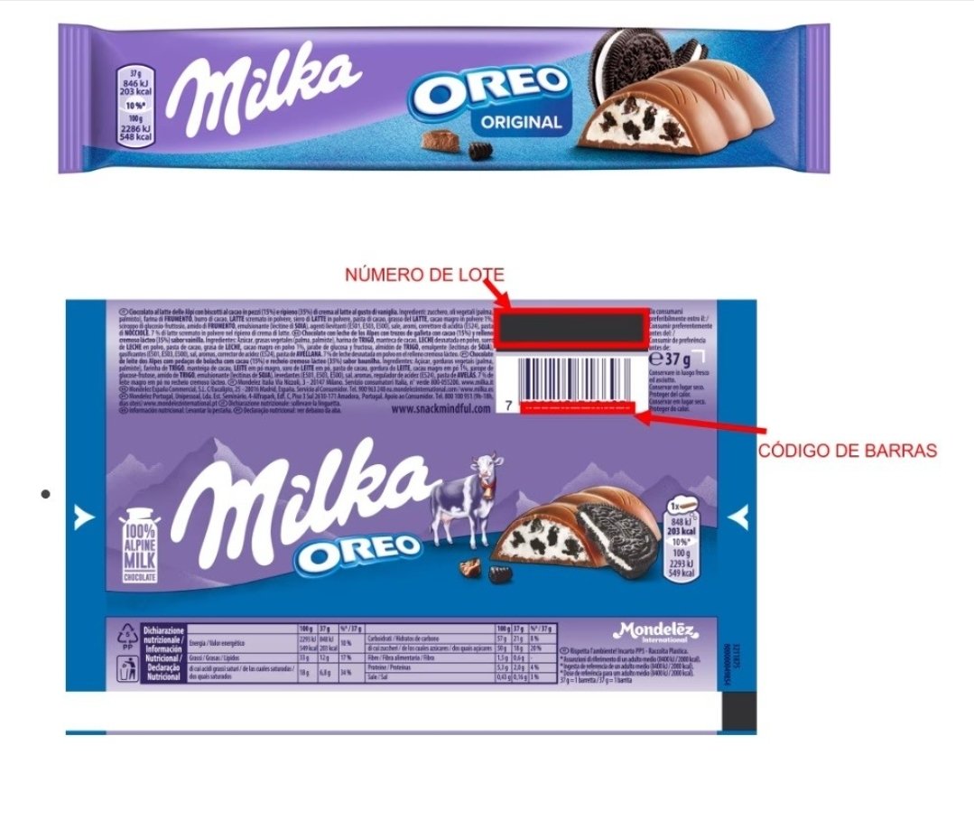 AESAN_gob_es's tweet photo. ⚠️ Alerta por posible presencia de fragmentos de plástico en barrita de chocolate.
🚫 No consumir 
▶️Nombre del producto: Barrita MILKA OREO
▶️Nombre de marca: Milka
▶️Número de lote: OSK0934422
📌 https://t.co/FZ7sk7mqIs https://t.co/lW83kZnee0