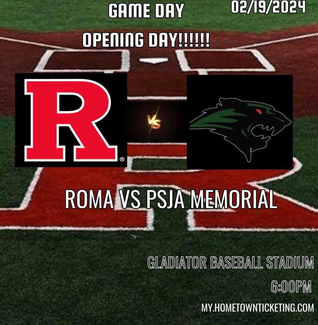 elaggie's tweet photo. GLADIATOR VARSITY opens its 2024 Baseball Season at HOME, GLADIATOR FIELD, as Roma hosts the Wolverines of PSJA Memorial for a non-district contest.  
Game time —> 6:00 pm

“🐝 There or 🅱️” https://t.co/ppJuMkmDyF
