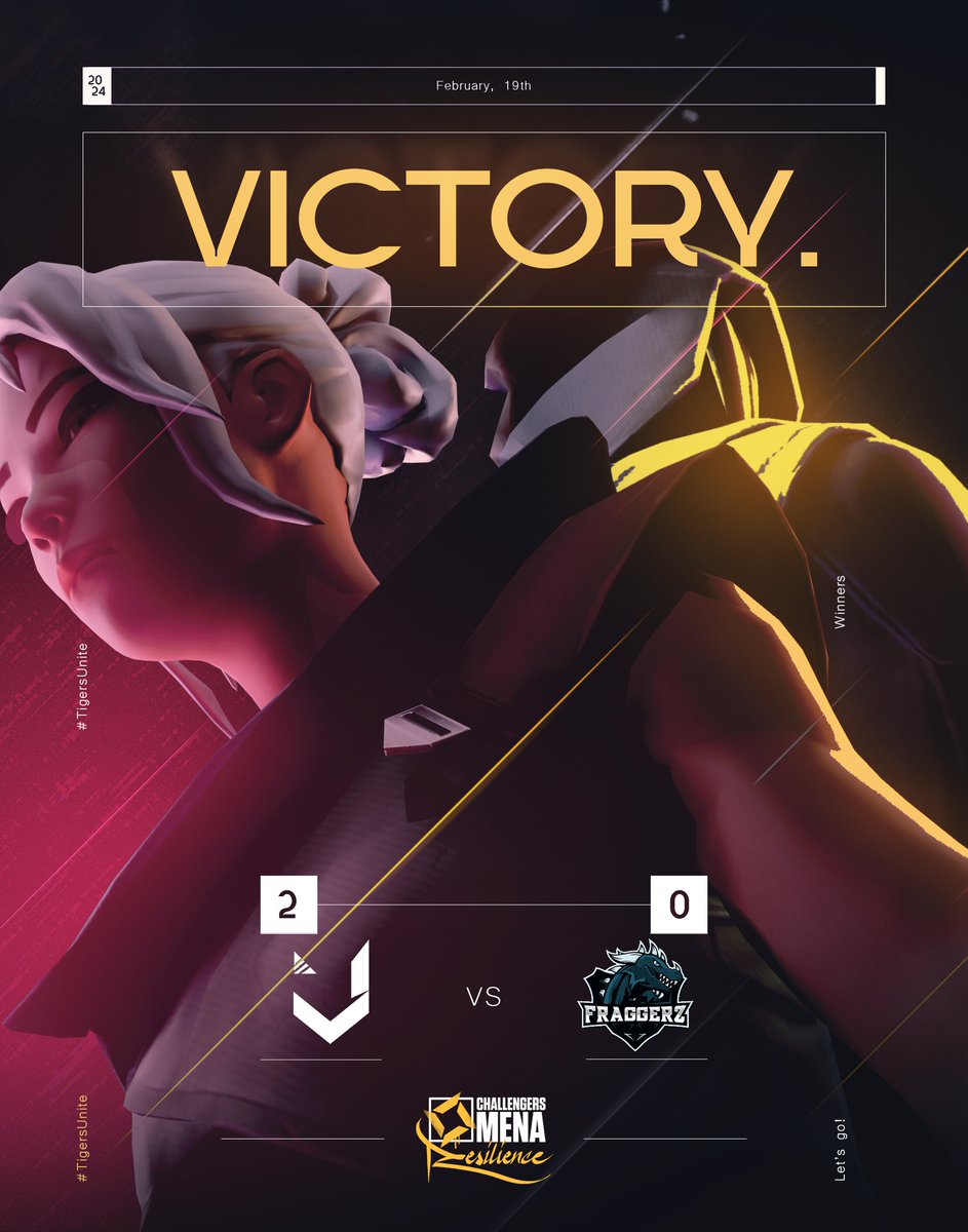 Secured victory on Day 3 of the Challenger MENA! 🏆 A nail-biting match against Fraggers that showcased exceptional skill from both sides. Proud of our team's performance! 
3-0 in the league, see on the 23rd of February!🥇🔥
🇰🇼🇦🇪🇸🇦 #ChallengerMENA #UNT #TIGERS