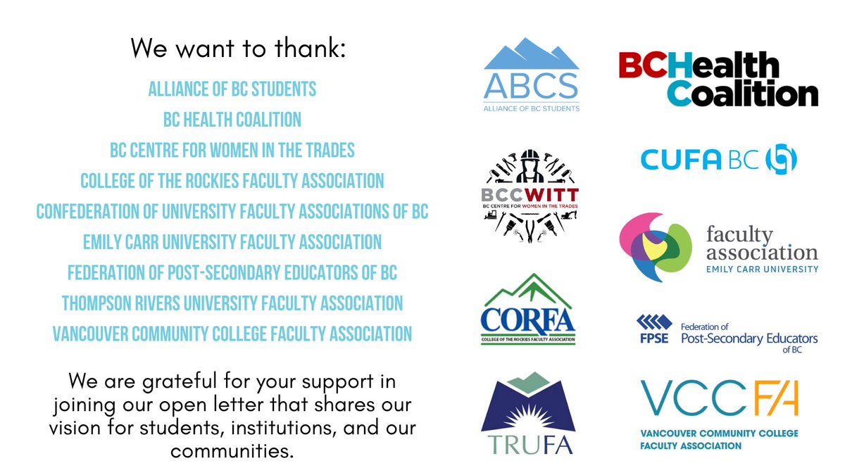 BCFS (@thebcfs) on Twitter photo <a href="/Dave_Eby/">David Eby</a> Support for our 5 calls to action to shape a post-secondary sector that delivers for BC’s students, institutions and communities is growing.
Thank you to <a href="/students_bc/">Alliance of BC Students</a>, <a href="/BCHC/">BC Health Coalition</a>, <a href="/bccwitt/">BCCWITT</a>, CORFA, <a href="/CUFABC/">CUFA BC</a>, <a href="/ECUADFA/">Emily Carr University Faculty Association</a>, <a href="/FPSE/">FPSE</a>, <a href="/TRUFaculty/">TRUFA</a> and VCCFA for joining our open letter. <a href="/Dave_Eby/">David Eby</a> Support for our 5 calls to action to shape a post-secondary sector that delivers for BC’s students, institutions and communities is growing.
Thank you to <a href="/students_bc/">Alliance of BC Students</a>, <a href="/BCHC/">BC Health Coalition</a>, <a href="/bccwitt/">BCCWITT</a>, CORFA, <a href="/CUFABC/">CUFA BC</a>, <a href="/ECUADFA/">Emily Carr University Faculty Association</a>, <a href="/FPSE/">FPSE</a>, <a href="/TRUFaculty/">TRUFA</a> and VCCFA for joining our open letter.