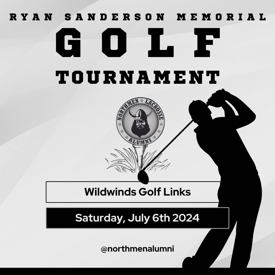 SAVE THE DATE:

The Ryan Sanderson Memorial Golf Tournament will be held on July 6th at Wildwinds again this year. The Alumni will start accepting foursome entries in the coming weeks! Always the best day of the Summer when the Northmen fam gets together in memory of RS4 #HornsUp