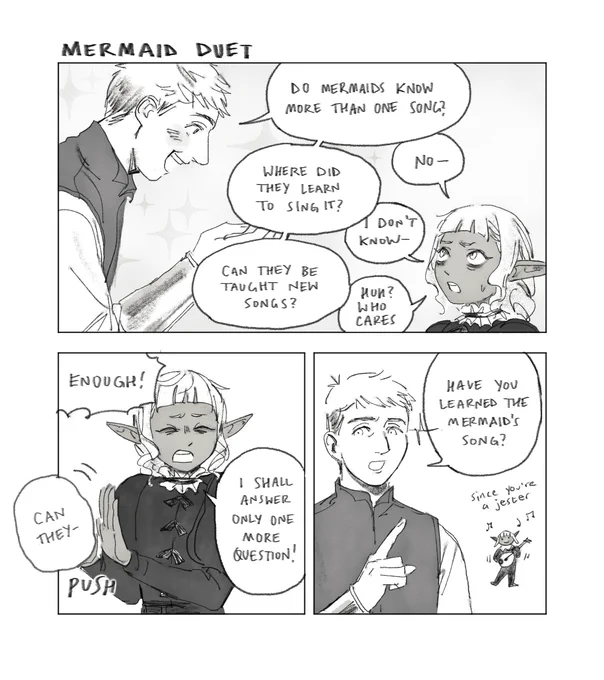 a mermaid duet, featuring our shining stars laios and thistle. #dungeonmeshi 
