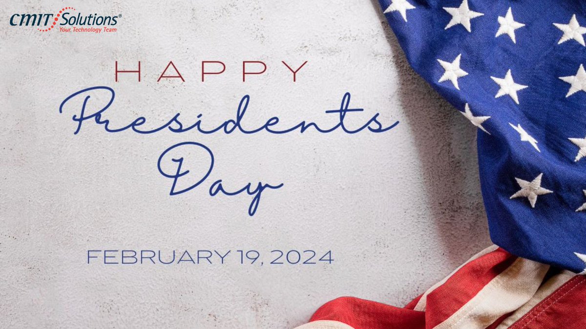 Happy Presidents' Day from CMIT Solutions of Denton! Wishing you a day of celebration and reflection on the great leaders of our nation. #CMITSolutions #presidentsday #PresidentsDay2024