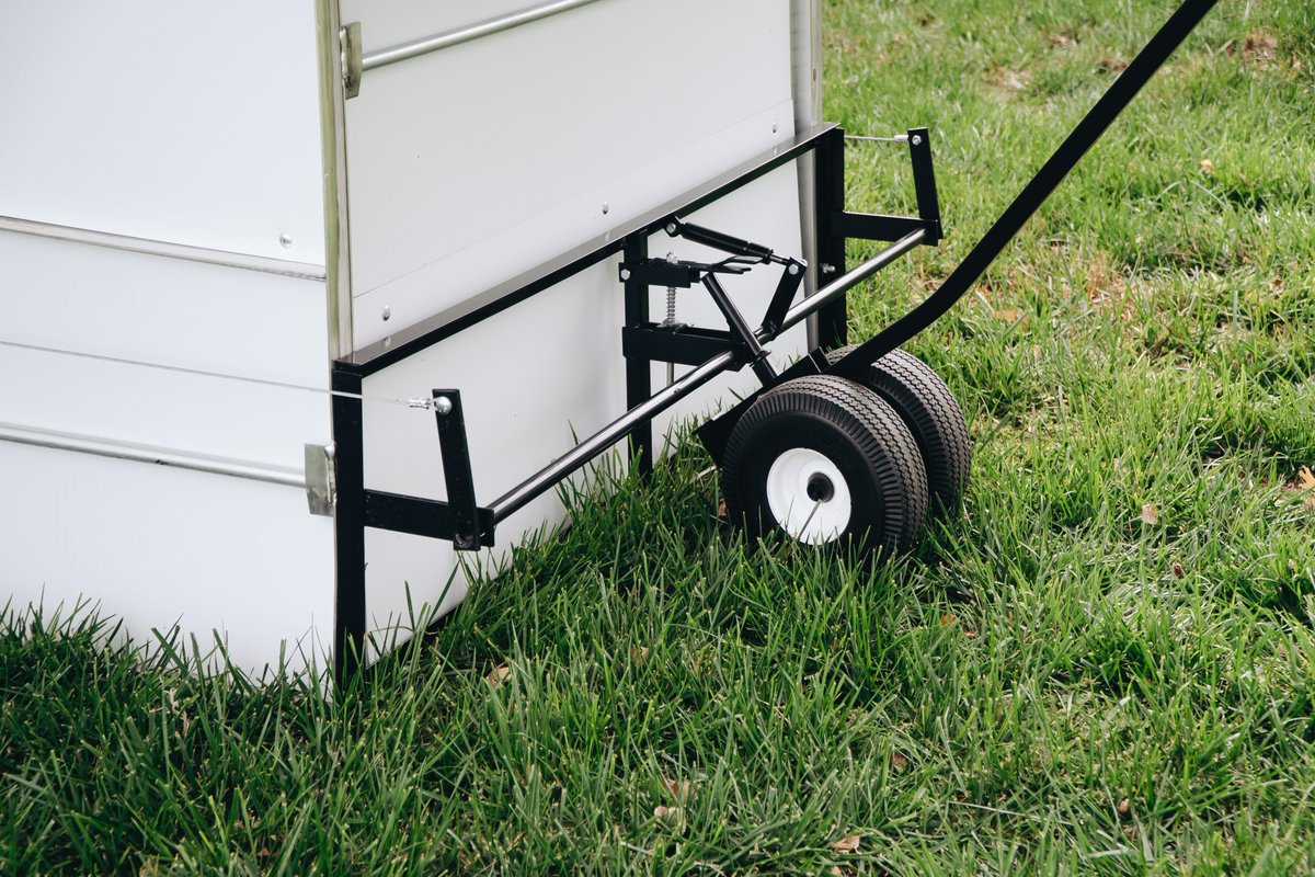 EggCartn's tweet photo. While many chicken tractors only have 2 wheels and are moved like a wheelbarrow, Egg Cart'ns 4-wheeled locking EZ-lift system makes moving your chicken tractor shockingly easy. https://t.co/8j2PAoEjkV