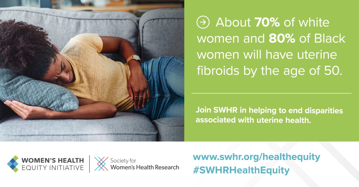About 80% of Black women will have uterine fibroids by the age of 50. Black women tend to develop #fibroids at a younger age, have larger fibroids, and have fewer days between periods.