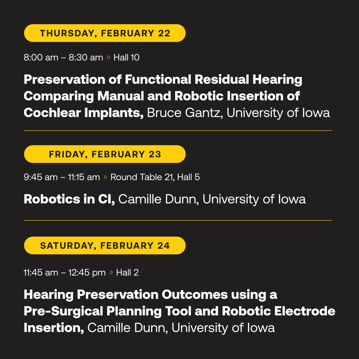 We are honored to be attending and exhibiting at the #CI2024 in Spain this week. If you're attending, don't miss out on these talks focused on how technology like the iotaSOFT® Insertion System is changing and advancing cochlear implantation. #RoboticsInCI