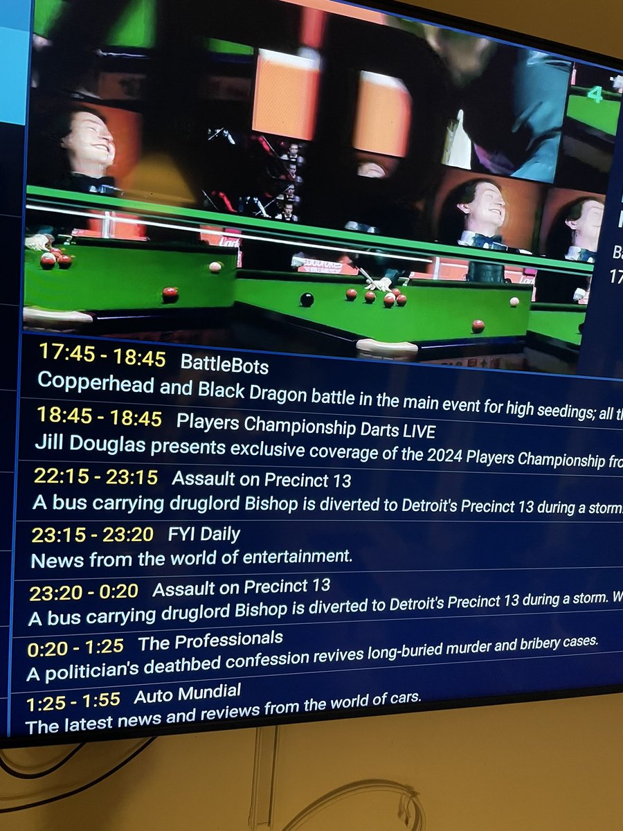 Annem79's tweet photo. Hoping for snooker not darts 🎯 🎱 https://t.co/iIgbu3LBZ0