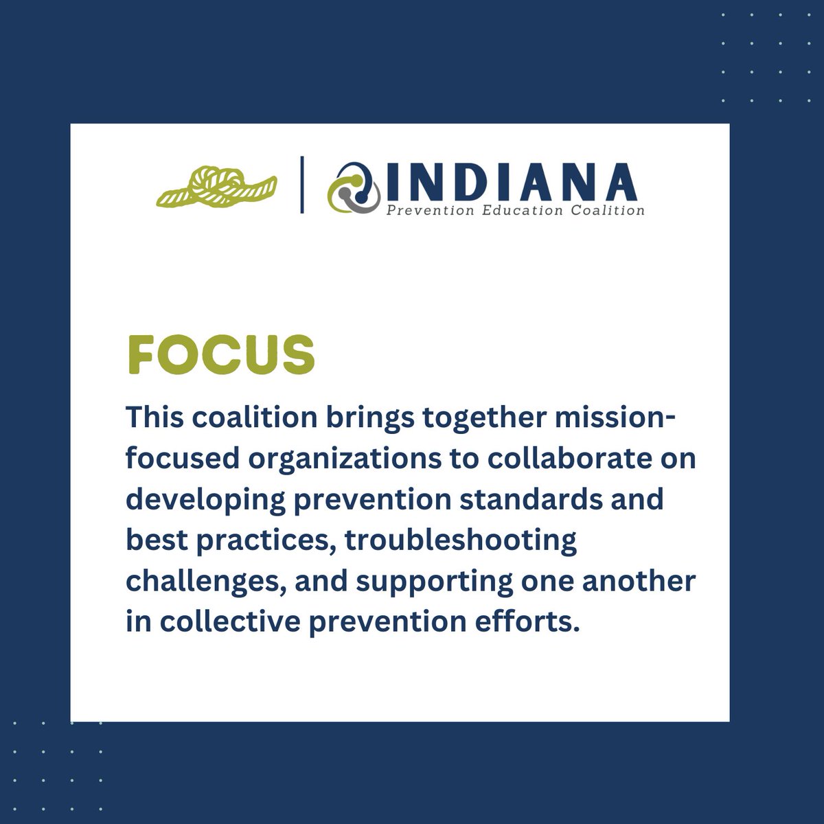 We are excited to announce the launch of the Indiana Prevention Education Coalition! 34 orgs united to empower students with vital in-school child abuse prevention education. The Coalition will set standards, share best practices, and support each other to prevent abuse. #IPEC