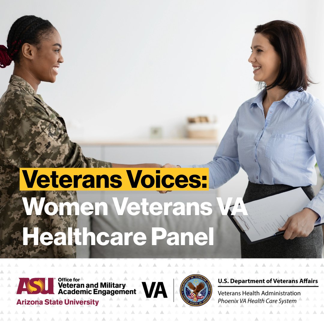 Join us on Thursday, February 29th from 5-6:30 p.m., for an enlightening panel discussion about healthcare choices for women veterans. 

Register here: links.asu.edu/womenveteransh…

#veteran #womenveteran #veteranhealthcare