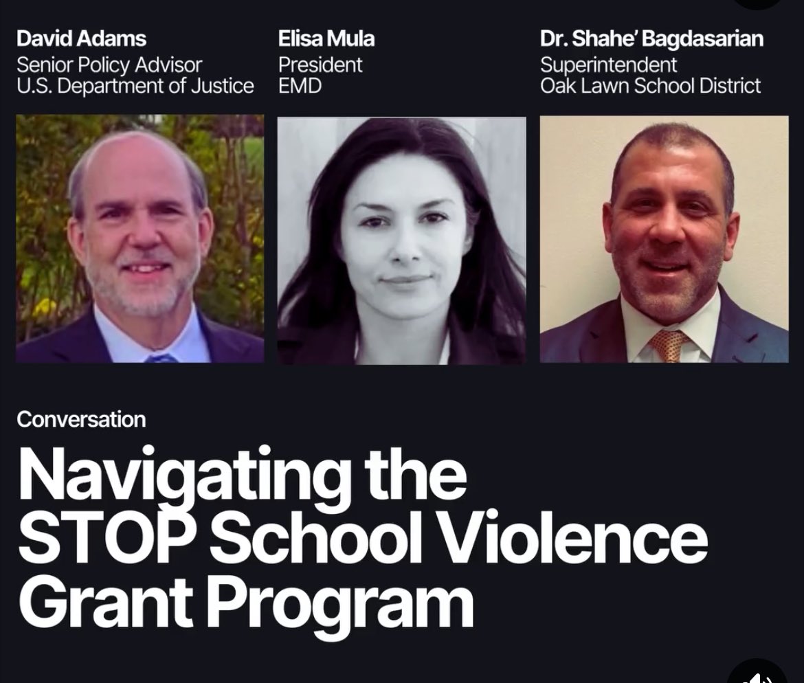 TOMORROW: Join Superintendent Dr. Shahe Bagdasarian, David Adams from the U.S Department of Justice, and school safety grant specialist Elisa Mula in this engaging panel discussion on the STOP School Violence Grant Program. Register now: us06web.zoom.us/webinar/regist…