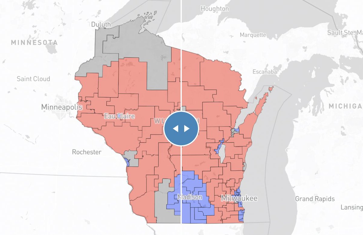 It's New Maps Monday in Wisconsin. Compare the state Assembly and Senate districts signed into law this morning with the previous maps: jsonline.com/story/news/pol… w/ @MollyBeck, @jessieopie, @evawen_WQH