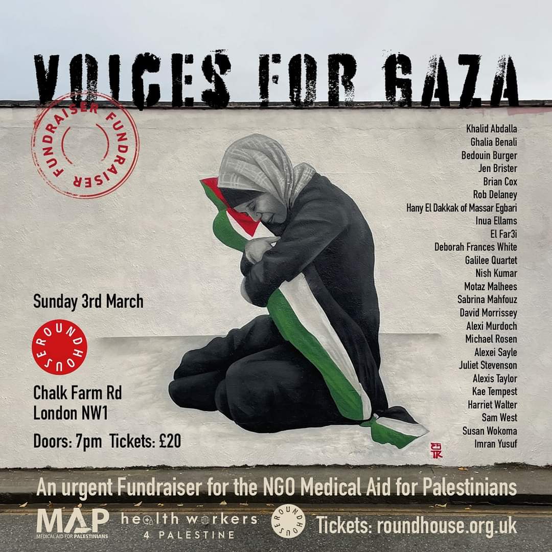 @protestencil @TalulaSha @RoundhouseLDN @Art4PalestineUK I really hope not, this is happening on the 3rd, would be unthinkable that the following day there would be a fundraiser for soldiers who are sniping 5 year olds in the head