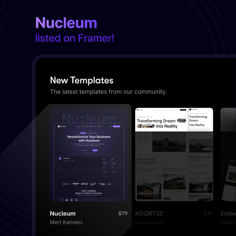 🔥 Nucleum listed on <a href="/framer/">Framer</a>!

Boost your SaaS venture with Nucleum. My startup-focused template, listed on Framer, has already sold 5 copies within just 2 hours on <a href="/lemonsqueezy/"></a>! ✨

👉 Preview: bit.ly/nucleumpreview
👉 Buy: bit.ly/nucleumbuy