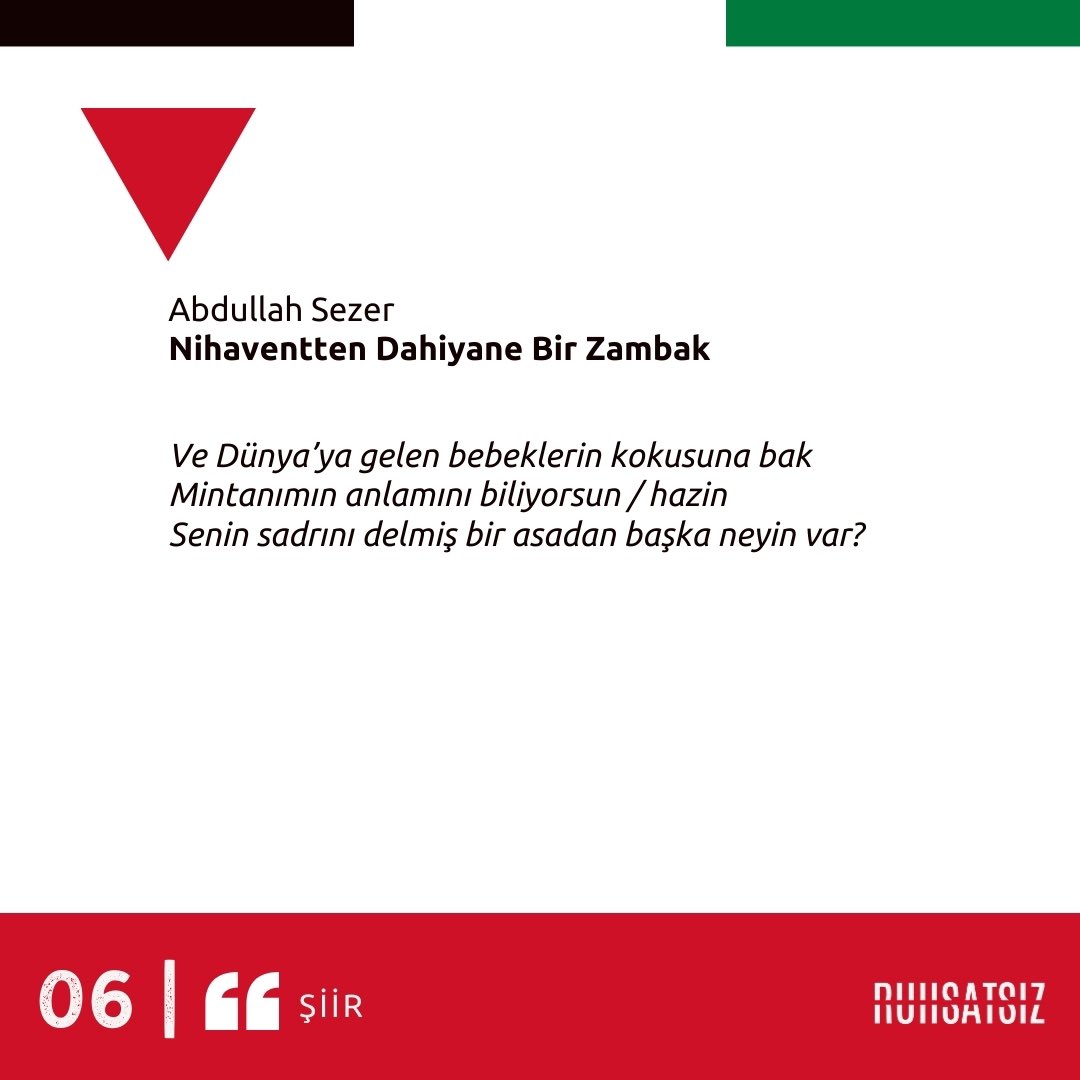 ruhsatsizdergi's tweet photo. Abdullah Sezer “Nihaventten Dahiyane Bir Zambak” şiiriyle Ruhsatsız 06’da.
#ruhsatsızdergi #abdullahsezer https://t.co/1MiCkK1PnS