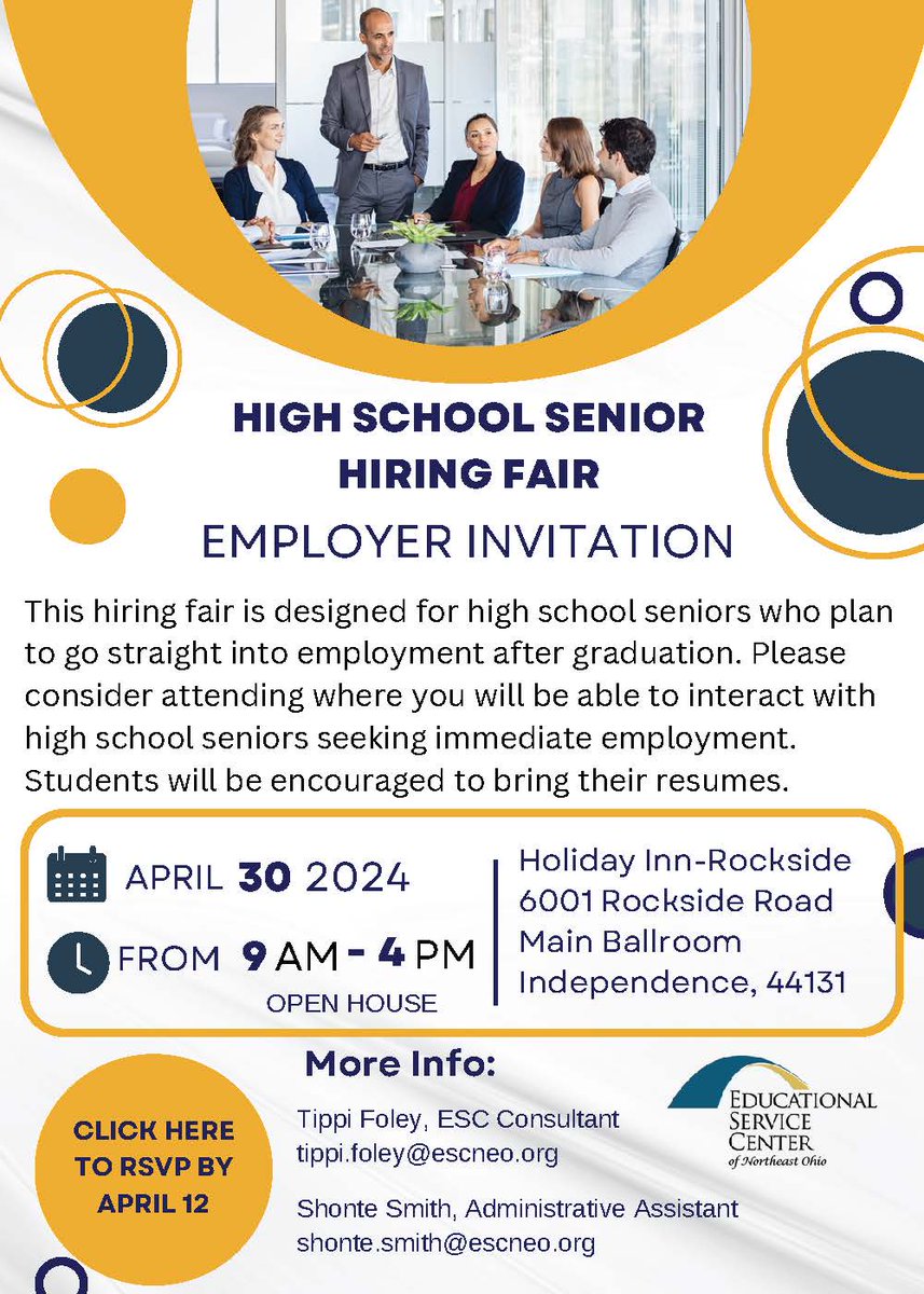 📣 Attention Employers! 
Please consider attending as you will be able to interact with high school seniors who plan to go straight into employment post graduation!

RSVP HERE: 
docs.google.com/forms/d/e/1FAI…