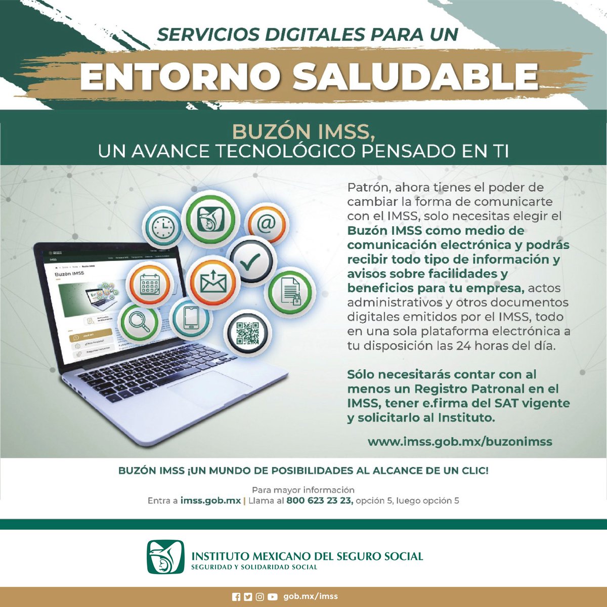 Con #BuzónIMSS accede instantáneamente a toda la información que necesitas. Tu patrón ahora está a solo un IMSStante de distancia.