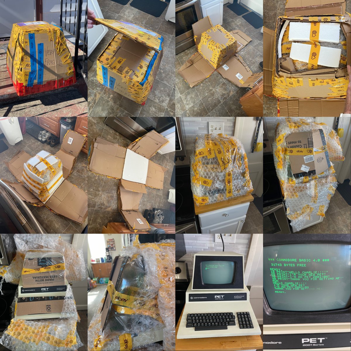 CharlesHawn66's tweet image. BEST Packing job of a CRT out of the 14 CRT monitors I&apos;ve bought over the last 2 1/2 years. This is my 1st ever Commodore PET and now also my oldest Commodore by beating out my VIC20 (1980) for that title. This is a Commodore PET 2001-N32 from 1979. #Commodore #CommodorePET