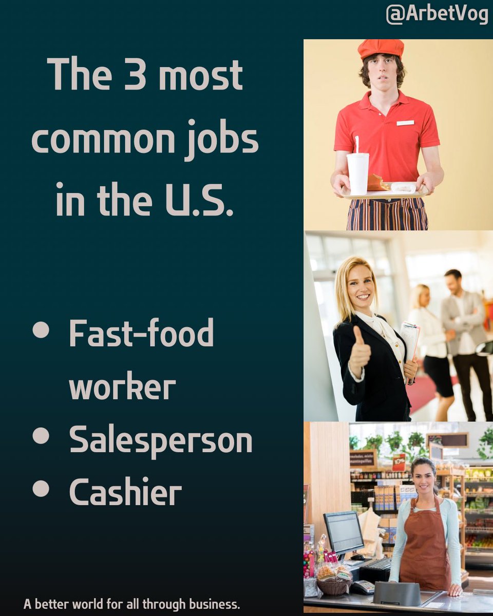 selfworthconsul's tweet photo. These three positions, Salesperson, cashier, and fast-food worker, require dealing with people, standing for many hours, and missing breaks. Remember to be nice when you relate to them.

#Salesperson #Cashier #FastFoodWorker #Experience #Education #SissySpaceX #Trumpers #Skills https://t.co/yFKyQTI8z1