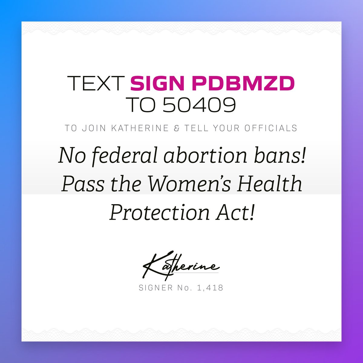 Share share share 
Let’s get this into the algorithm #nofederalabortionban #womenshealthprotectionact #womansrights #AbortionIsHealthcare 

resist.bot/petitions/PDBM…