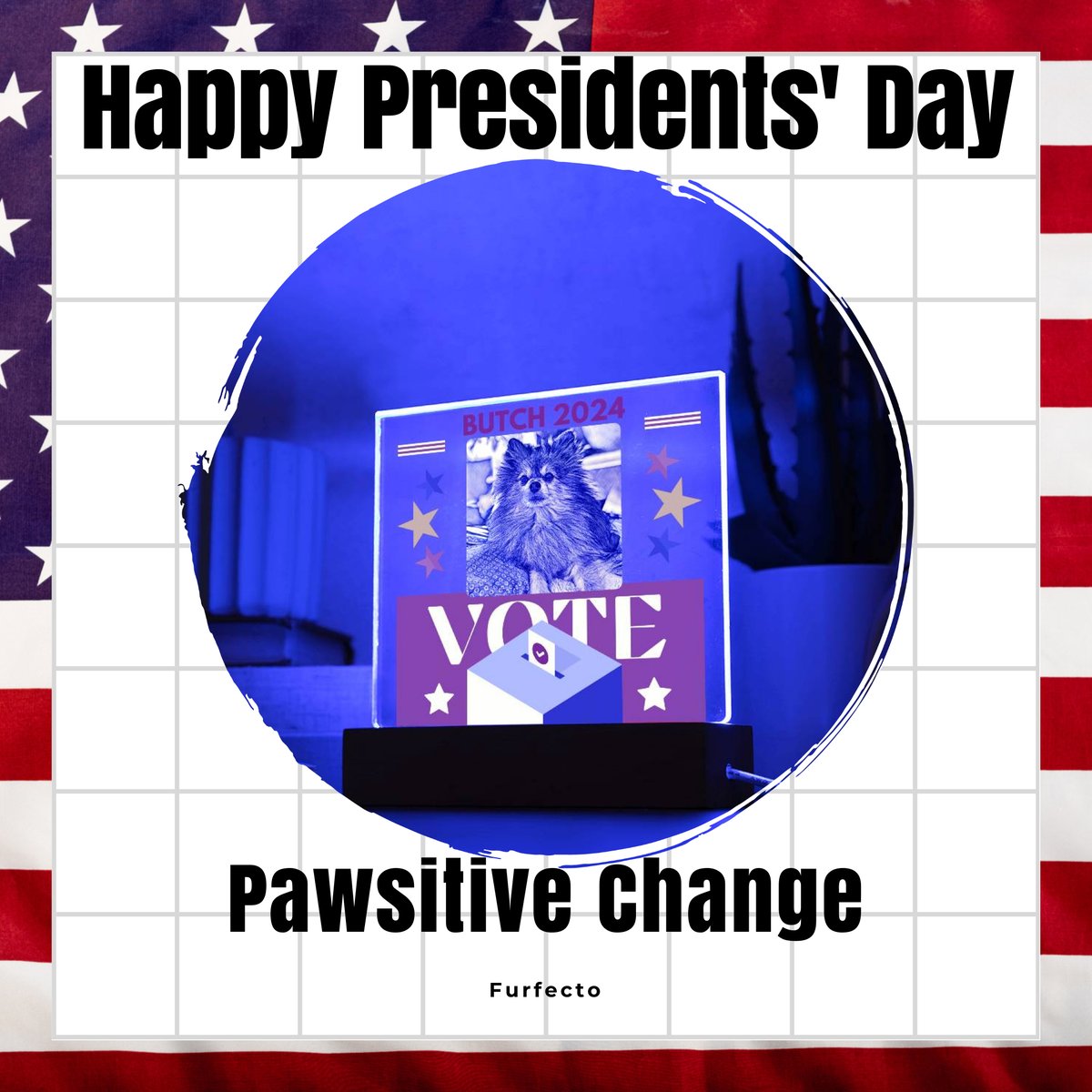 Happy Presidents' Day from Furfecto! 🎉🐾 To honor this special day, we're offering a pawsitively amazing deal on our Pawsitive Change: Your Pet Casts a Paw for Progress 🐾🎨 Get your furry friend's portrait 💜 Link in bio #PresidentsDay #Furfecto #PetPortraits #PawsitiveChange