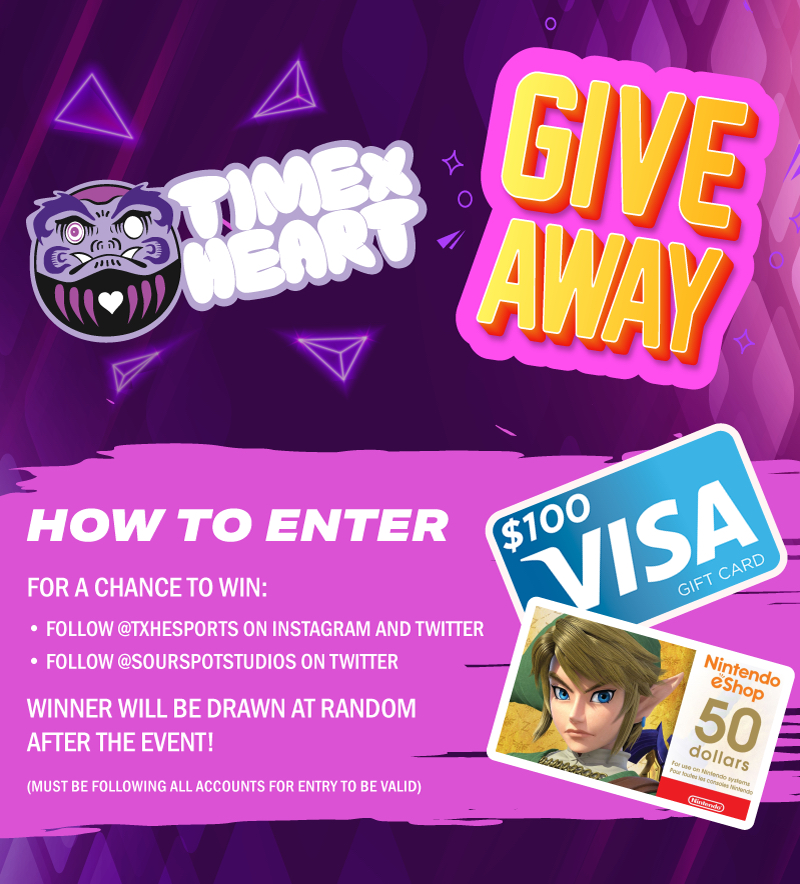 One final announcement for all Perfect Pivot attendees! 
We at TXH Esports are happy to announce a *free* giveaway at Perfect Pivot this weekend -  2 attendees will have a chance to win a $50 Nintendo eshop card or a $100 Visa gift card! 

See the graphic below for more details!